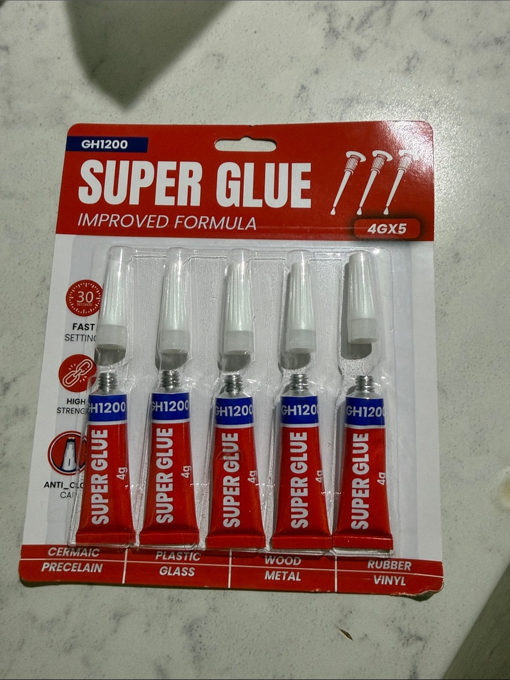 GH1200 Super Glue 5-Pack - Red & White Tubes